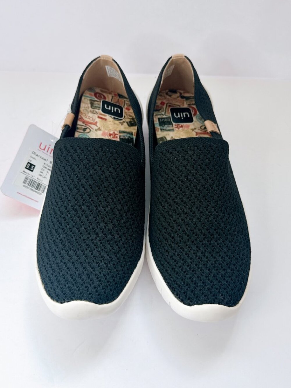Women’s Size 9.5 UIN Black Knit Charcoal Black Slip-On Shoes Comfort Flats